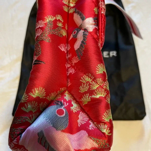 Kurt Geiger Red Floral Shoulder Bag with Gold Chain - Picture 5 of 7